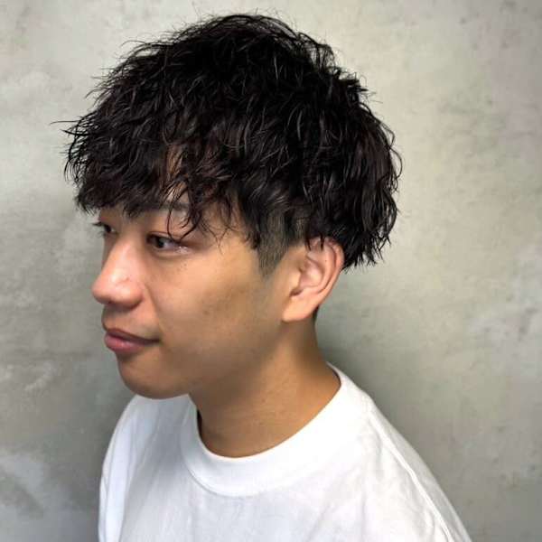 ツイストスパイラルパーマ ツーブロックマッシュ 束感|全室完全個室 THIS IS BARBER 4th