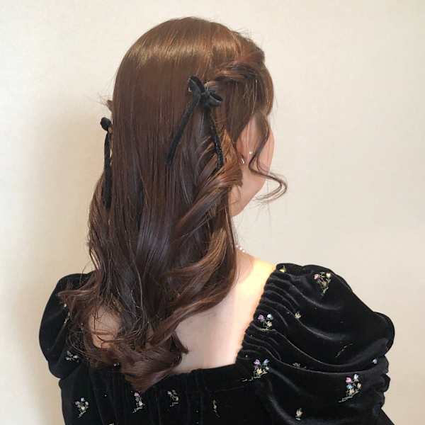 ヘアセット　ヘアアレンジ　ハーフツイン