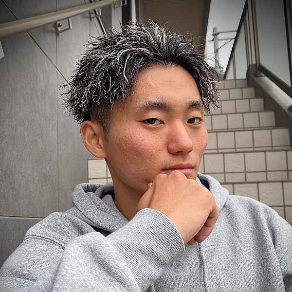 ホワイトメッシュ/ツイスト/スパイキーショート