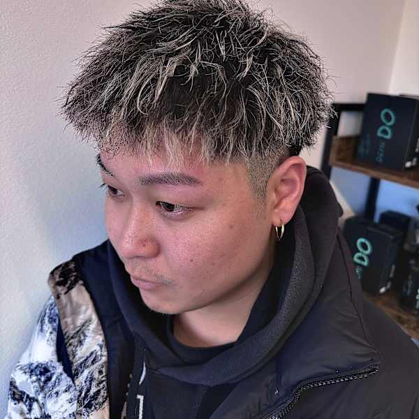 ホワイトメッシュ×ツイストパーマ