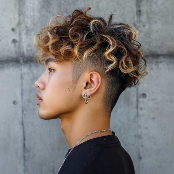 ツイストスパイラルパーマ ハイライトカラー ツーブロック|MENS SALON RUGGED 大野城店