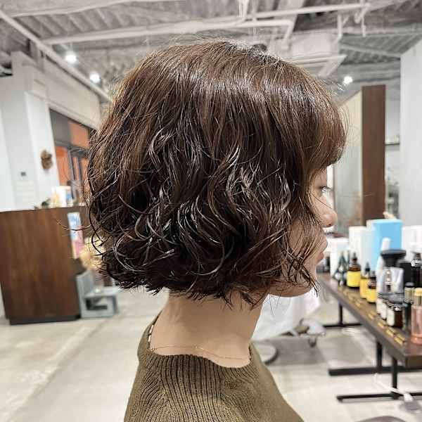 ふんわりボブ＊無造作パーマ|AOZORA HAIR kaminoura