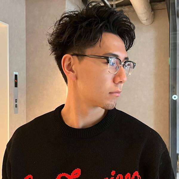 ツーブロック ニュアンスパーマ アップバング ビジネス|Men's Salon bloc