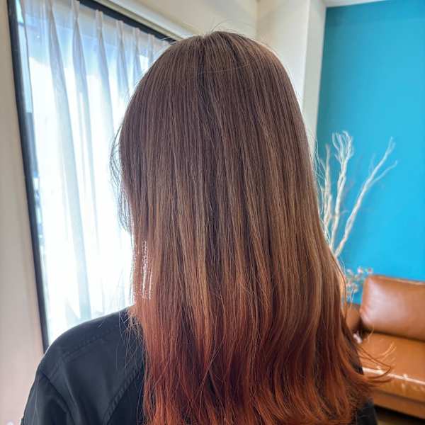 ベージュ×オレンジ×グラデーション×ロング|UNPEU