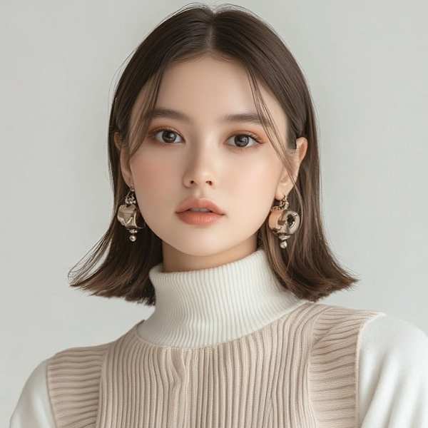 髪質改善カラー 外ハネボブ センターパート グレージュ 韓国|髪質改善 SEPT. 天神大名