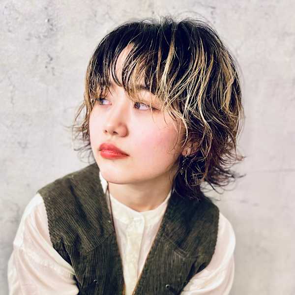 【似合わせ】ウルフパーマ×ハイライト