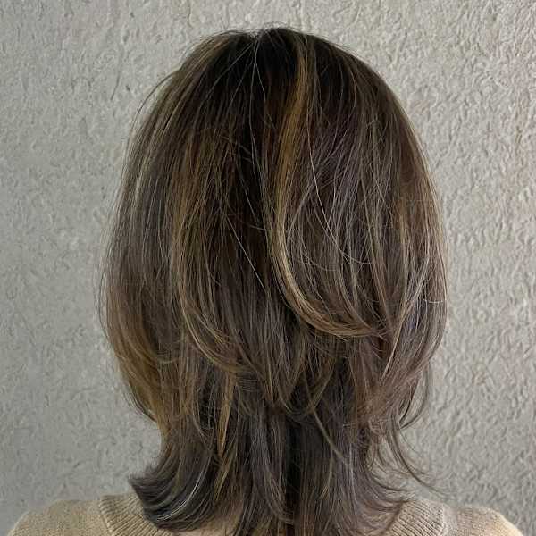 ハイライトありオリーブゴールドブラウン