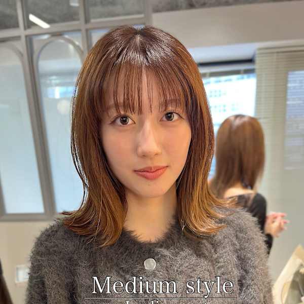 【星野指名】ナチュラルミディ×シースルーバング|N° anfeel 渋谷