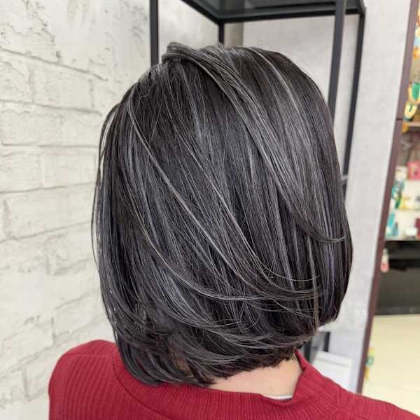 30.40代白髪ぼかしハイライトダークグレー|prize 池袋【プライズ】池袋西口店