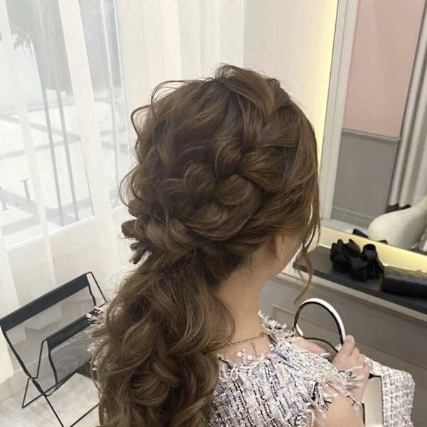 編み込みローポニー☆