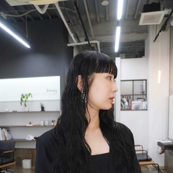 フルバング　パーマ　ブルーブラック