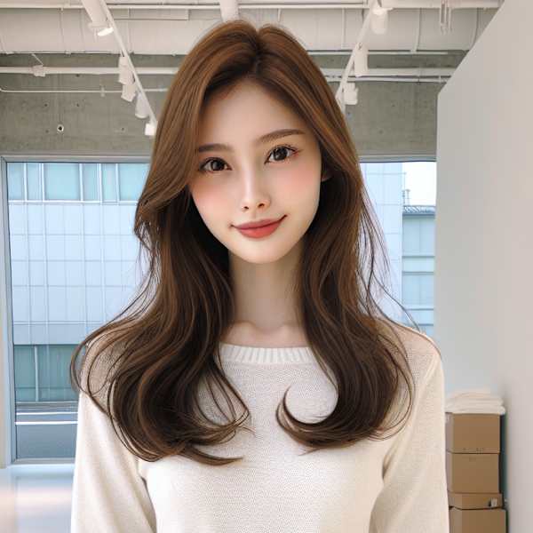 ★大人ガーリーくびレイヤーロングふんわりカール小顔こなれヘア