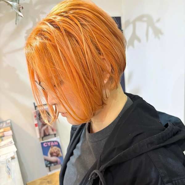 パールオレンジダブルカラーブリーチカラー髪質改善トリートメン|ARBRE hair&make