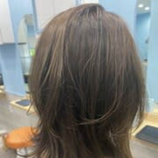 ソフトウルフ風☆ミディアムレイヤー＆カーキアッシュ