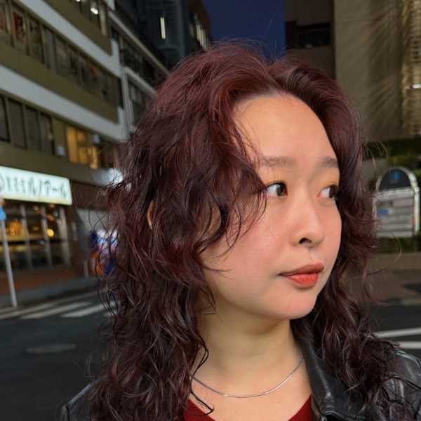 外国人風スパイラルパーマ/ビターレッド