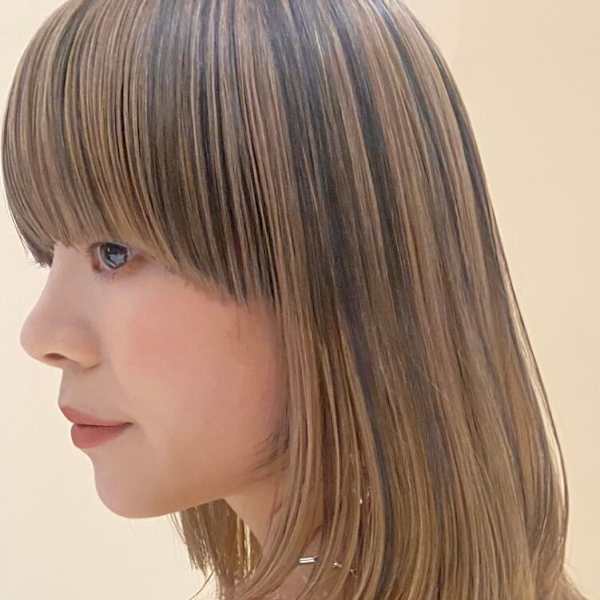 ワイドバンク/マッシュバング/ローライト/透明感ハイトーン