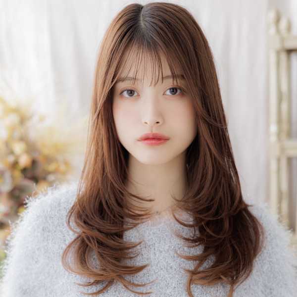 ミストバングチェリーブラウンデジタルパーマ　くすみベージュ|COVER HAIR bliss【カバーヘア ブリス】北浦和/北浦和西口店