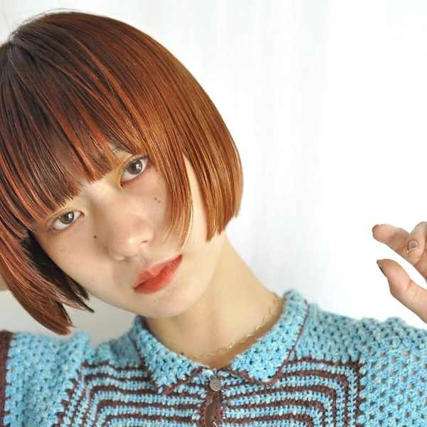 暖色/オレンジブラウン/ボブ/10代/20代/30代/