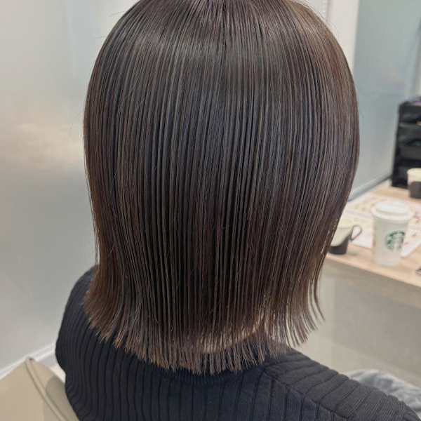 細ハイライト/切りっぱなしボブ/グレージュ*