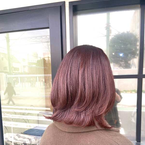 ふんわり外ハネ【ミディアム】×ピンク