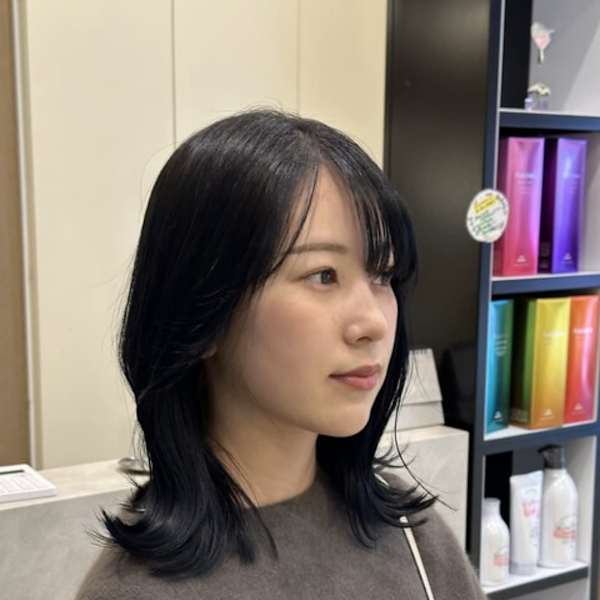 #ブルーブラック #くびれヘア #韓国ヘア #暗めヘア