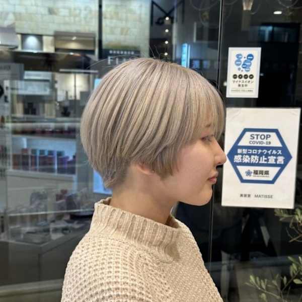 #ハイトーン #ショート #ベージュ #ベージュカラー