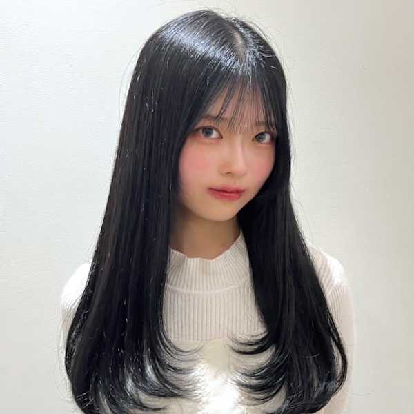 ロングレイヤー ブルーブラック ロング シースルーバング|Ai WilL