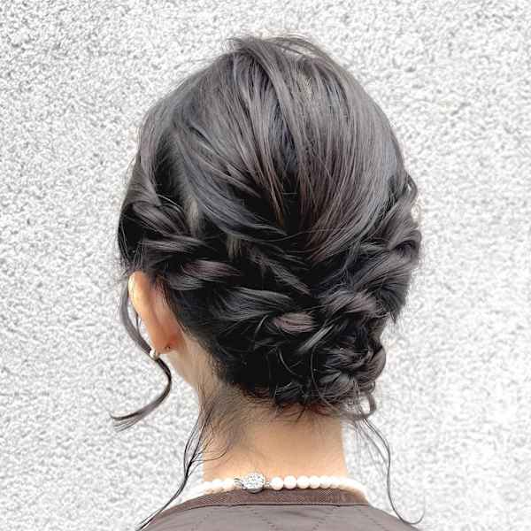 編み込みお呼ばれアップスタイル