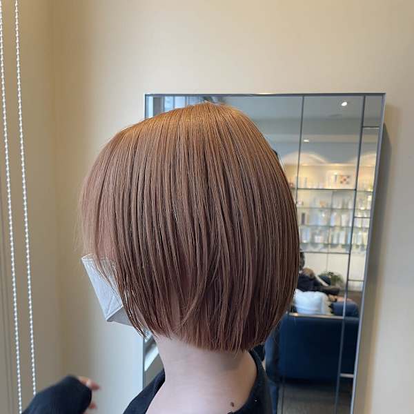 【W_SALON 河原町】オレンジベージュ×ボブ/前上がりボ