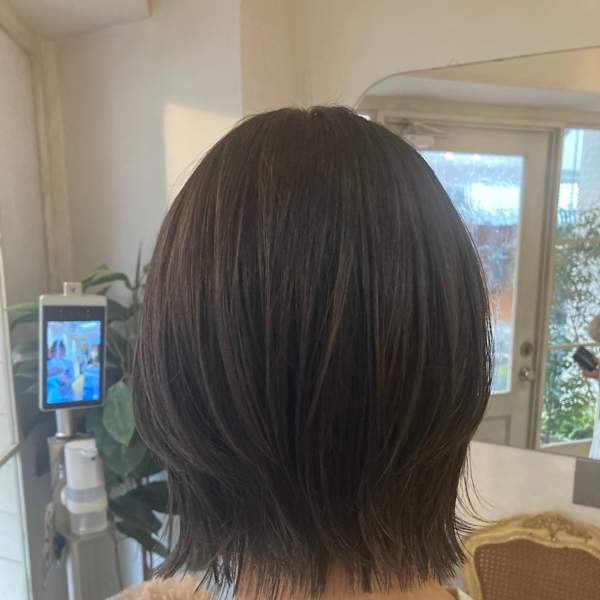 顔周りウルフ韓国2WAY前髪くびれ外ハネショートボブグレージ