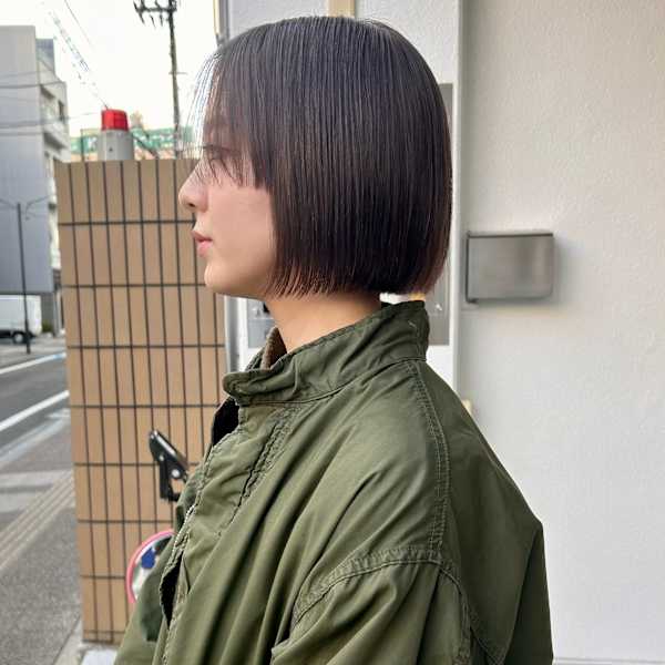 くすみベージュ　姫カット　切りっぱなしボブ|Garden hair