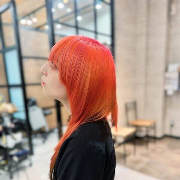 美髪髪質改善トリートメント/似合わせカット/ハイトーンオレン