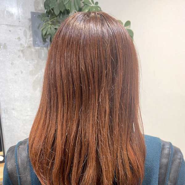 オレンジインナーカラー　オレンジブラウン