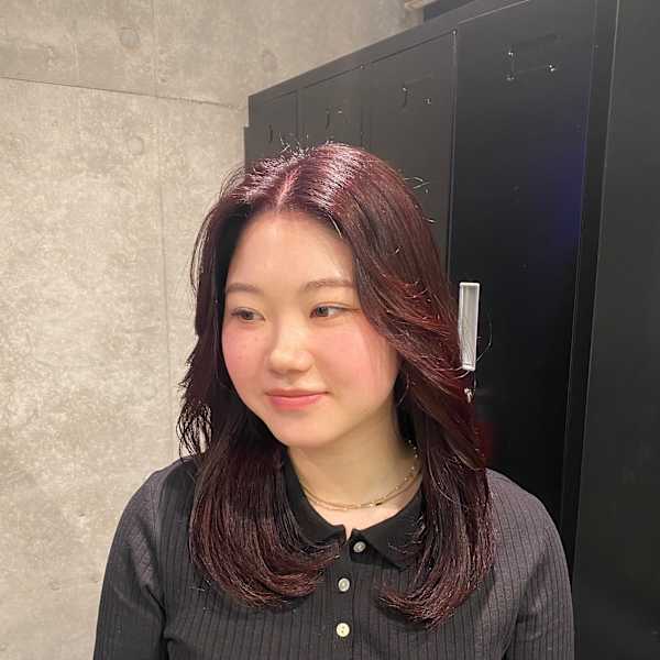 ワインレッド/レイヤーカット