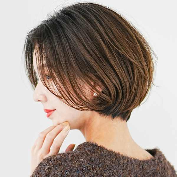 前下がりショート・ボブ/絶壁解消/前髪あり/40代/30代