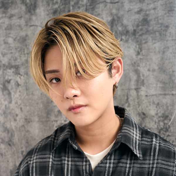 men'sメンズブリーチハイライトダブルカラーフェザーパーマ