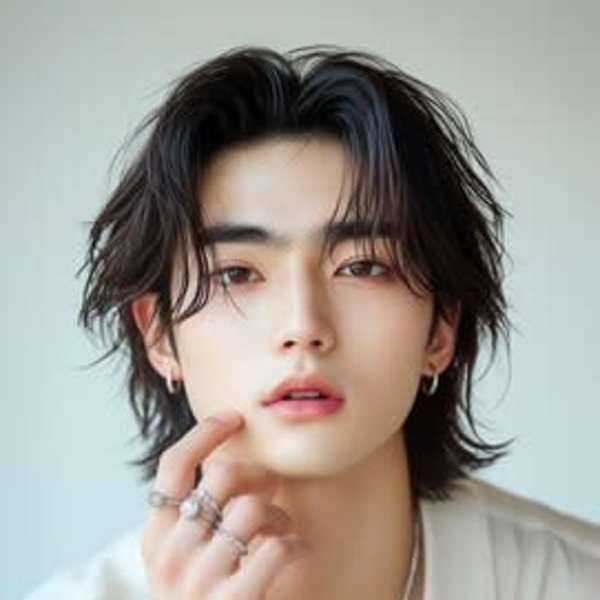 艶感ウルフ×韓国風センターパート