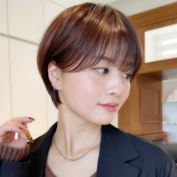 ミニウルフレイヤーカット顔周り前髪韓国ショートボブ/原宿