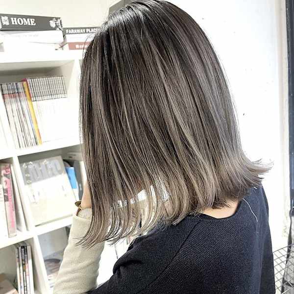 バレイヤージュ/コントラスト/ハイライト/外ハネ/ロブヘア