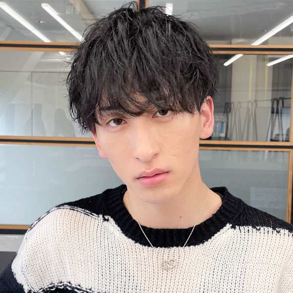 20代30代メンズスパイラルパーマワイルドオシャレ感アッシュ