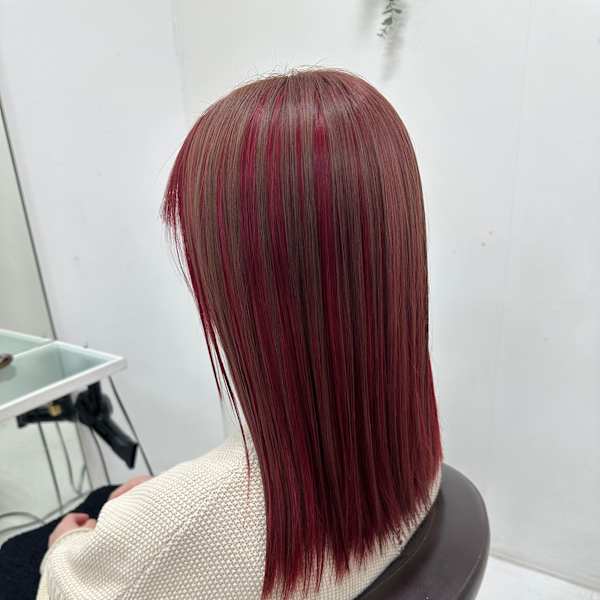 アンブレラカラー レッド×ベージュ|Hair by PROVE