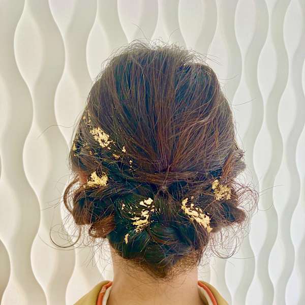 入学式　和装　編み込みヘアセット