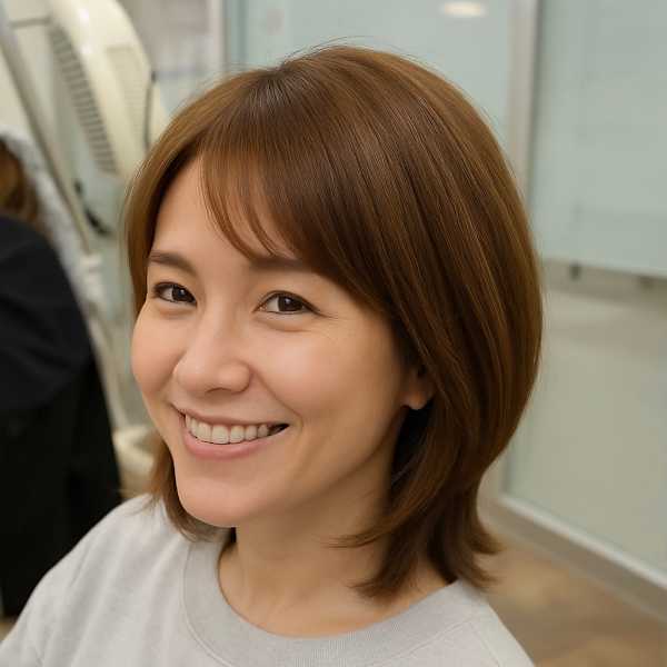 作り込みすぎないナチュラルミディ。ふんわり揺れる抜け感ヘア