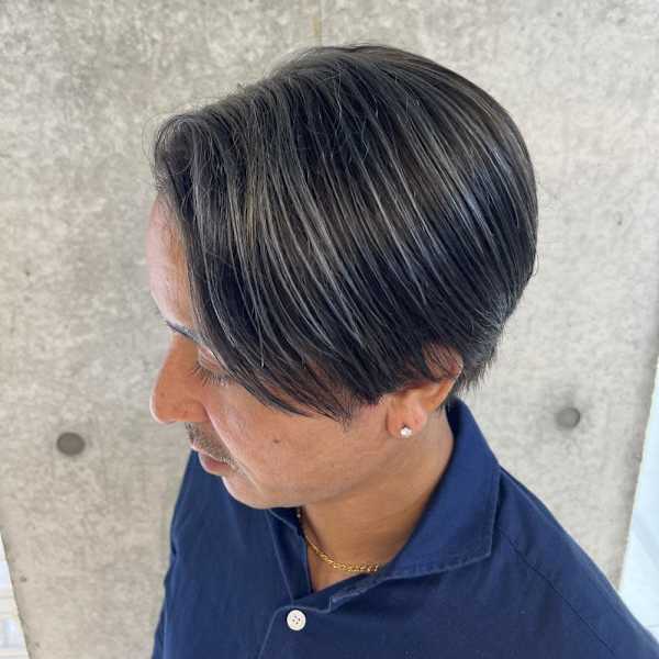 メンズ白髪ぼかしハイライト/白髪ぼかしカラー/シルバー