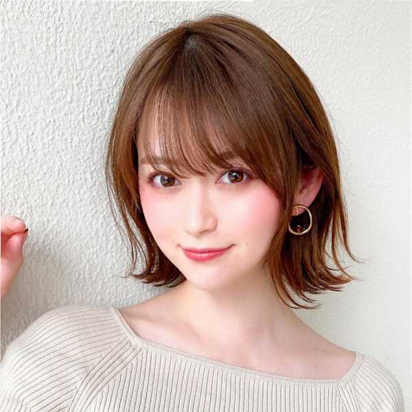 耳かけショートボブ似合わせカット30代40代チェリーブラウン