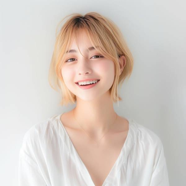 抜きっぱなしブリーチで個性を主張☆ひし形レイヤーショート