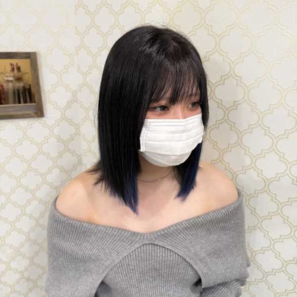 黒髪×インナーブルー