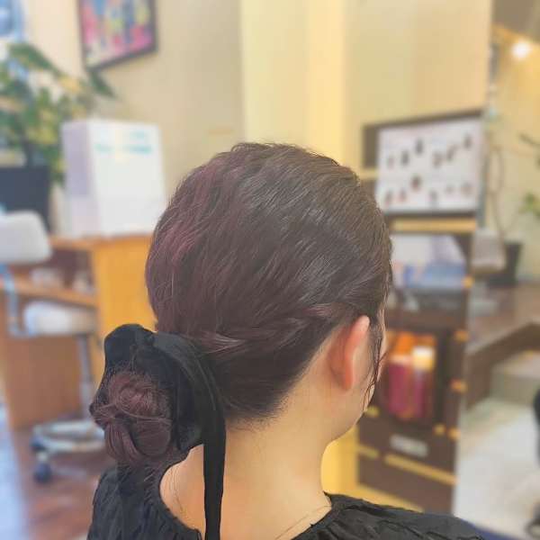 お呼ばれヘアセット リボンアレンジ