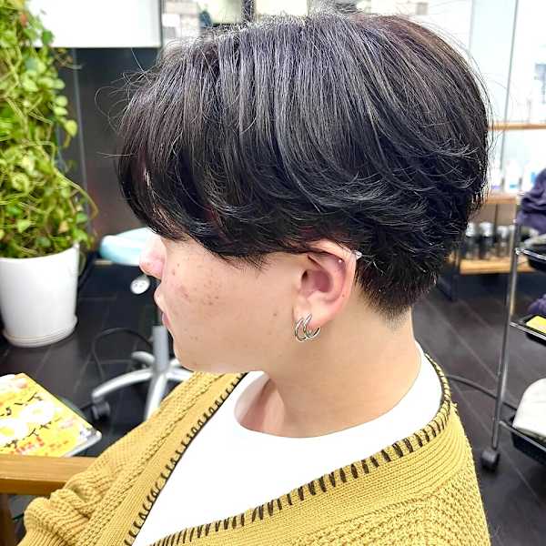 ツイストスパイラルパーマツーブロックマッシュメッシュフェード|HAIR MAKE ROSY 八軒店