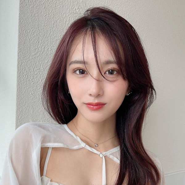 シャギーレイヤー韓国ワンホンヘアシースルーぱっつん前髪